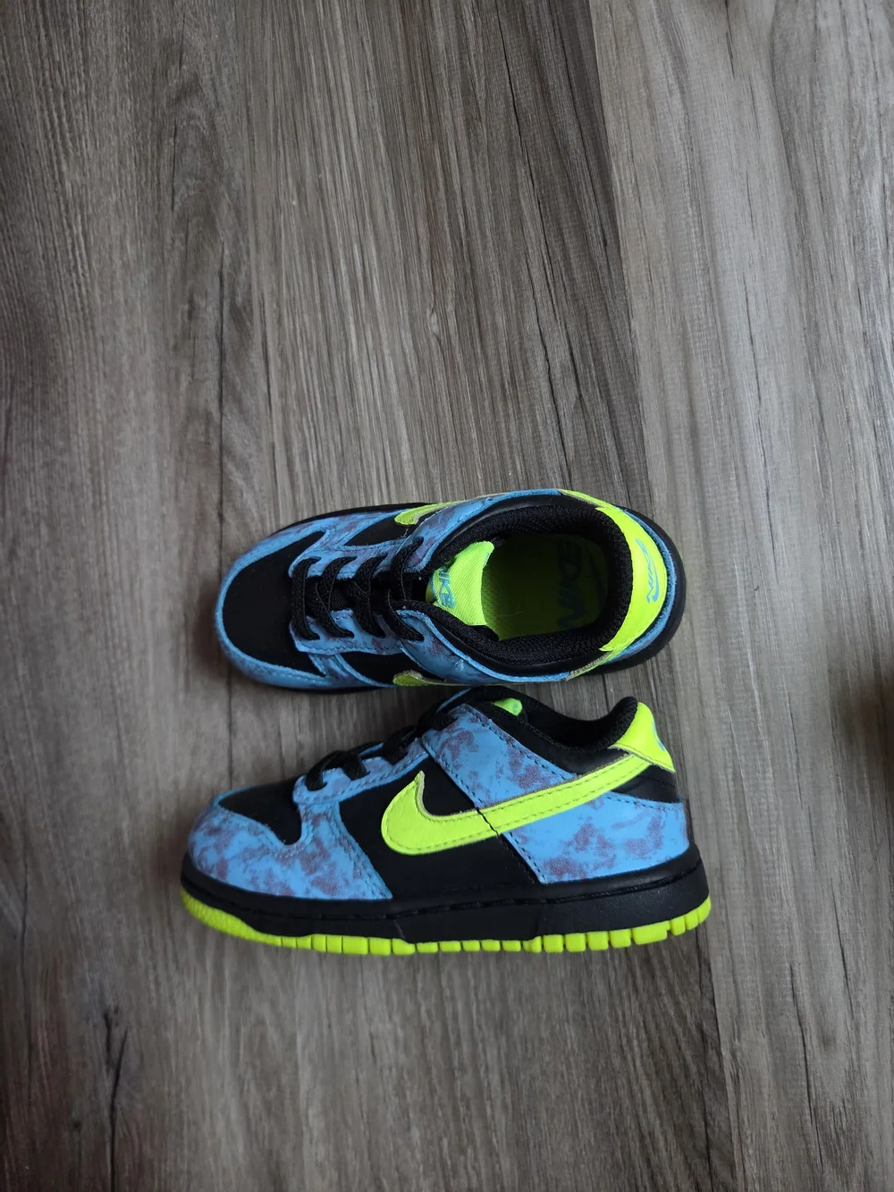 Nike Kids Black and Neon Yellow with Blue Accent Low-Top Sneaker